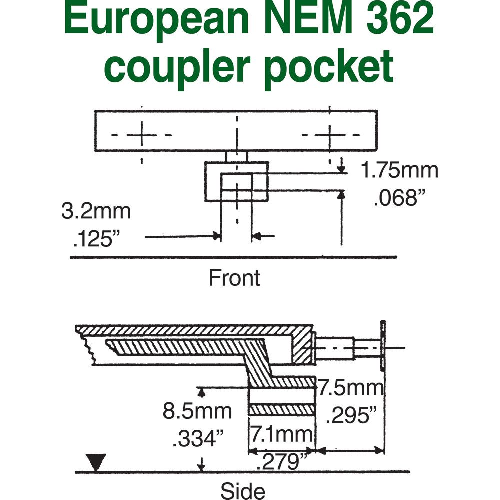 Kadee 17: HO Scale NEM 362 European-Style Couplers - Short (7.11mm , .280 inch , 9/32")