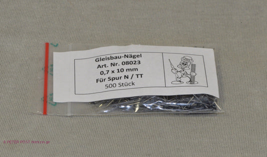 Peter Post 08023: Track Nails, N, 0.7mm x 10mm, 500 pieces