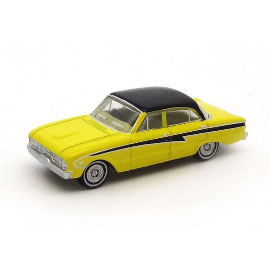 Cooee 1960 Ford XK Falcon Sedan – Acacia Yellow with black roof (1:87 HO)
