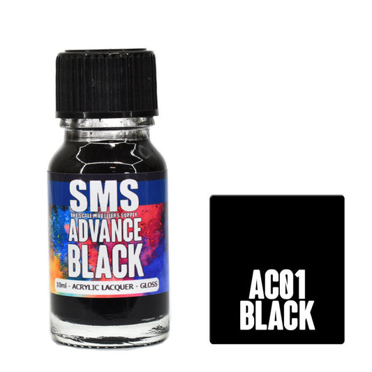 Scale Modellers Supply AC01: Advance Acrylic Lacquer 10ml Black