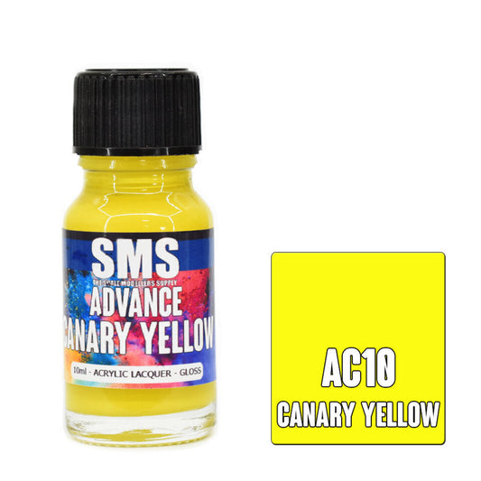 Scale Modellers Supply AC10: Advance Acrylic Lacquer 10ml Canary Yellow