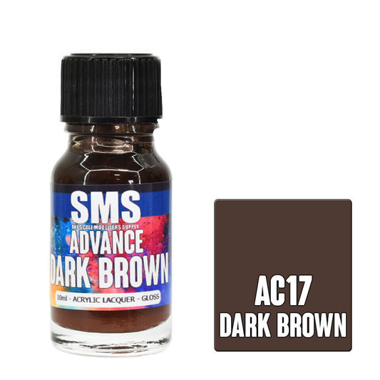 Scale Modellers Supply AC17: Advance Acrylic Lacquer 10ml Dark Brown