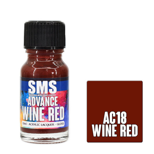 Scale Modellers Supply AC18: Advance Acrylic Lacquer 10ml Wine Red