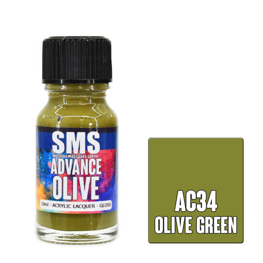 Scale Modellers Supply AC34: Advance Acrylic Lacquer 10ml Olive