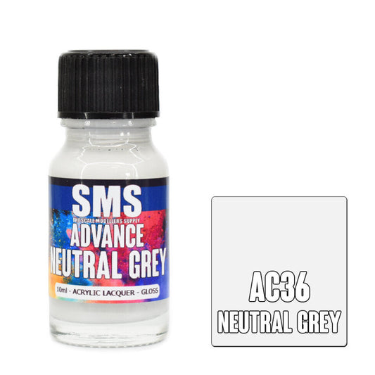 Scale Modellers Supply AC36: Advance Acrylic Lacquer 10ml Neutral Grey