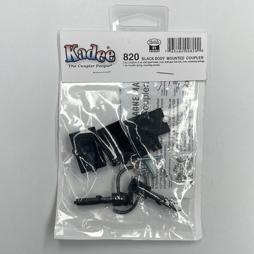 Kadee 820: 1 Scale Straight Centerset Shank Couplers with Body Mount Gearboxes - Black