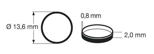 Fleischmann 648002: Traction tyre set, H0. Outer diameter 13,6 mm, width 2 mm. 10 pieces/pack.