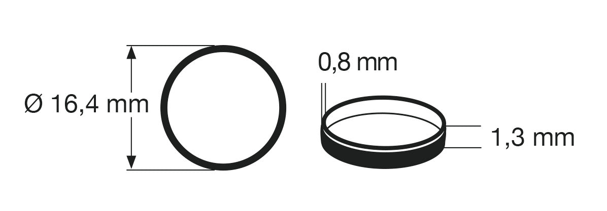 Fleischmann 648007: Traction tyre set H0. Outer diameter 16,4 mm, width 1,3 mm. 10 pcs/pack.