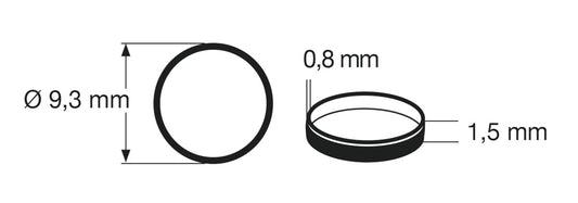 Fleischmann 648012: Traction tyre set H0. Outer diameter 9.3 mm, width 1.5 mm. 10 pcs/pack.