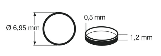 Fleischmann 948005: Traction tyre set N, 10 pcs/pack. Outer diameter 6.95 mm, width 1.2 mm.
