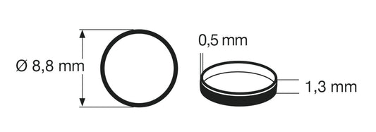 Fleischmann 948006: Traction tyre set N, 10 pcs/pack. Outer diameter 8.8 mm, width 1.3 mm.