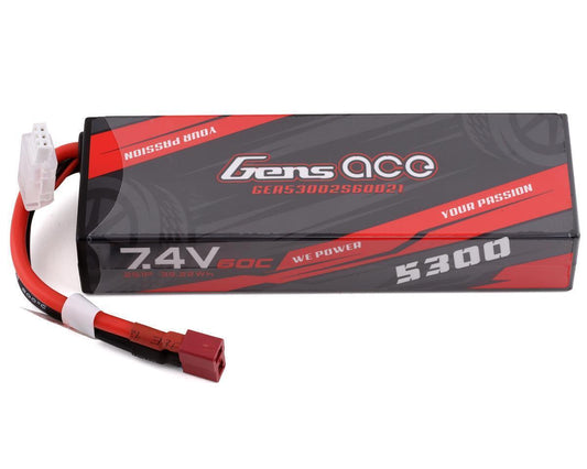 Gens Ace 2S 5300mAh 7.4V 60C Hardcase/Hardwired LiPo Battery (Deans) (53002S60D21)