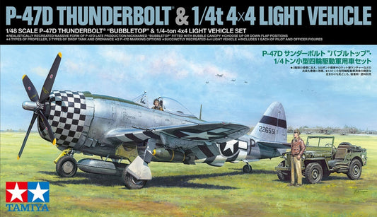 Tamiya 1/48 P-47D Thunderbolt Bubbletop and 1/4 Tonne 4X4 Light Vehicle (25214)