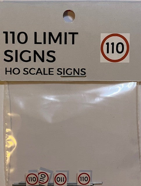 Train Girl 110 km/h Speed Limit Signs 4 Pack (HO)