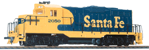 Walthers 931-103: EMD GP9M - Standard DC -- Santa Fe (Warbonnet; blue, yellow)