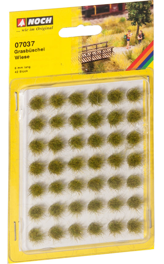 Noch 07037: Grass Tufts Mini Set “Meadow” 42 pieces, 6 mm (G,1,0,H0,H0M,H0E,TT,N,Z)