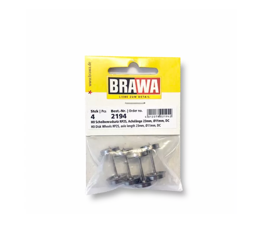 Brawa 2194: H0 Disk Wheels RP25 with toe bearing, DC