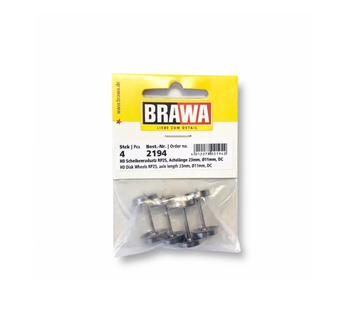 Brawa 2194: H0 Disk Wheels RP25 with toe bearing, DC