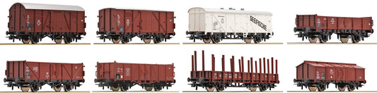 Roco 44002: 8 piece set: Goods wagons, DB