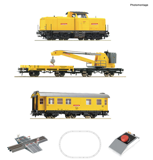 Roco 5100002: Analogue starter set: Diesel locomotive class 212 with crane train, DB AG