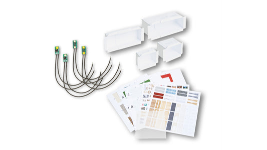 Noch 51250: micro-rooms LED Building Lighting Kit Starter Set with 4 LEDs + 8 Interiors H0 (H0)