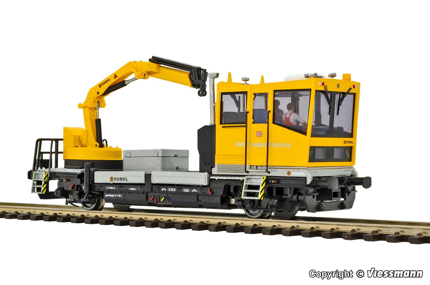 Viessmann 2620: H0 ROBEL track motor car 54.22 DB Netz with motorized crane, functional model, 2 rail version