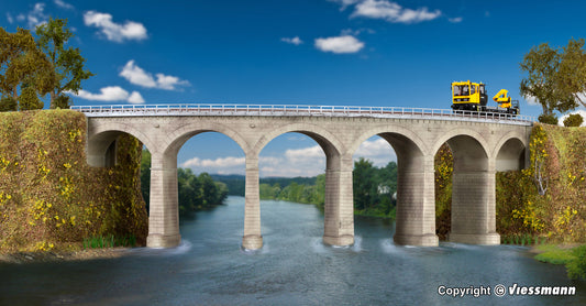 Kibri 39726: Rosanna-viaduct with ice breaking pillars curved, single track (H0)