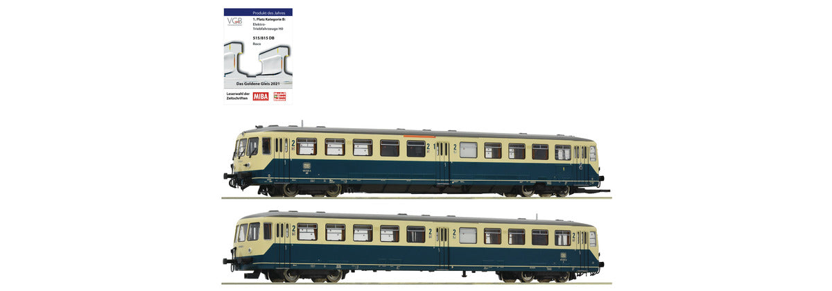 Roco 72083: Accumulator railcar class 515 and control cab car, DB