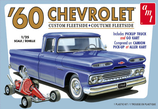 AMT 1/25 1960 Chevy Custom Fleetside Pickup w/Go Kart Plastic Model Kit (1063M)