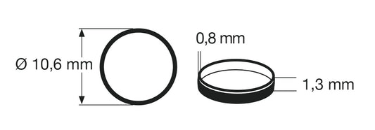 Fleischmann 648005: Traction tyre set H0. Outer diameter 10,6 mm, width 1,3 mm. 10 pcs/pack