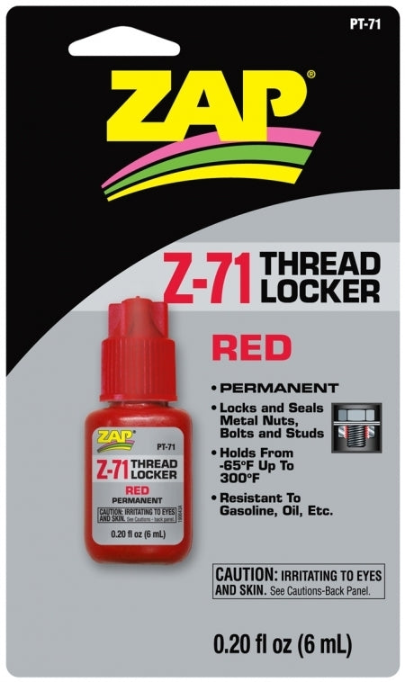 Zap-A-Gap PT71: Z-71 Red Threadlocker (Permanent Strength) .2oz/6ml