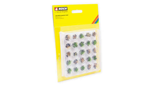 Noch 06921: PROFI Grass Tufts "Stony" green, beige, with grey stones, 25 pcs., 6 mm (G,1,0,H0,TT,N,Z)