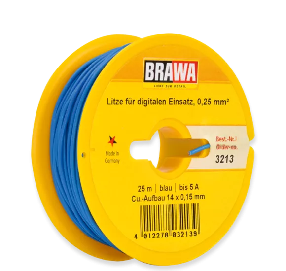 Brawa 3213: Switching-circuit Wire, 0.25 mm, blue