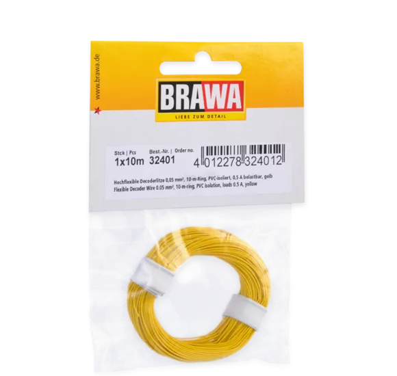 Brawa 32401: Flexible Decoder Wire, 0.05 mm, yellow