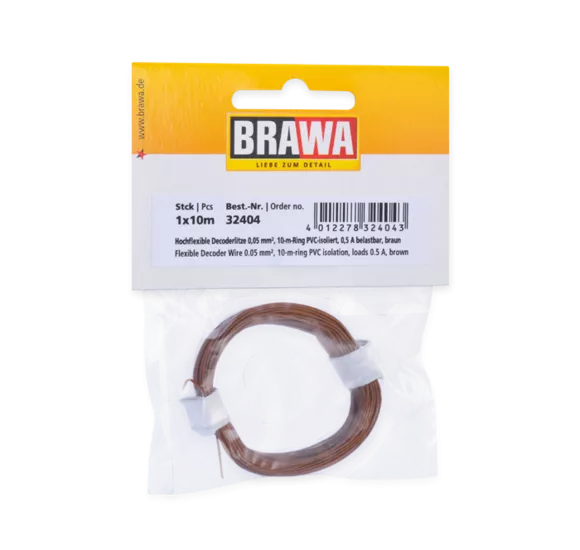 Brawa 32404: Flexible Decoder Wire, 0.05 mm, brown