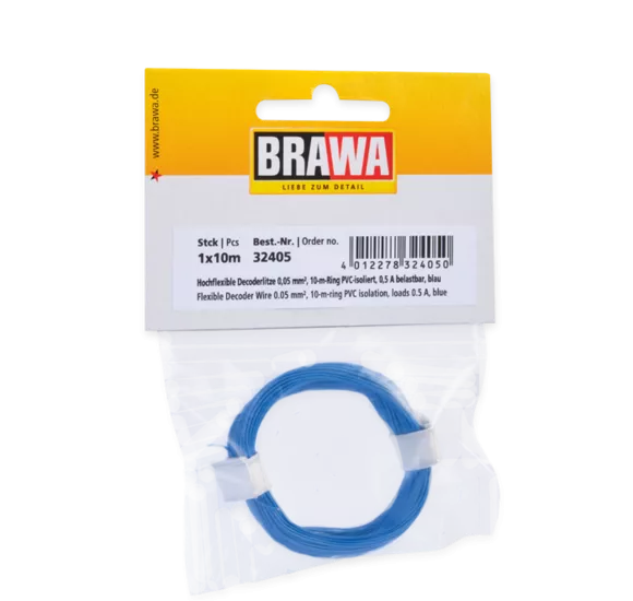 Brawa 32405: Flexible Decoder Wire, 0.05 mm, blue