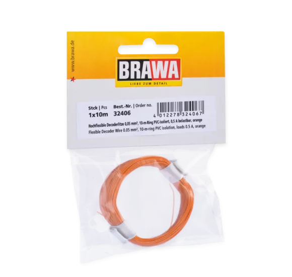 Brawa 32406: Flexible Decoder Wire, 0.05 mm, orange