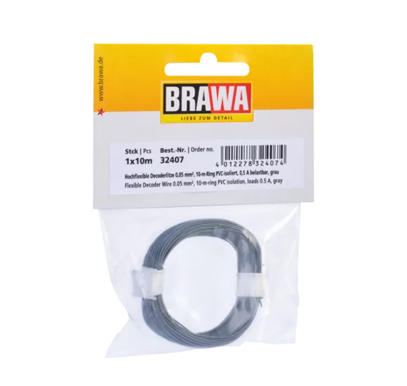 Brawa 32407: Flexible Decoder Wire, 0.05 mm, gray