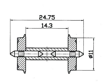 Roco 40192: Wheelset 11mm, split axle