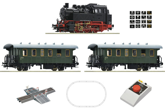 Roco 5100001: Analogue starter set: Steam locomotive class 80 with passenger train