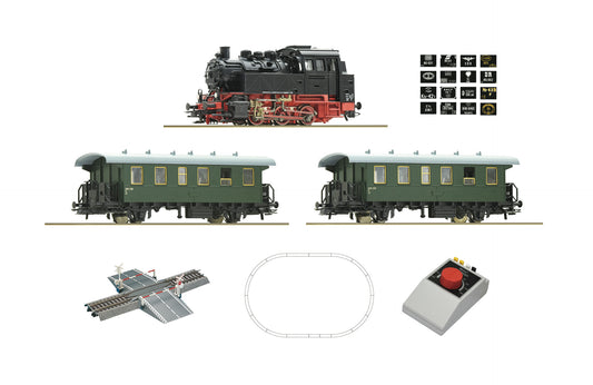 Roco 51161: Analogue start set: Steam locomotive class 80 with passenger train