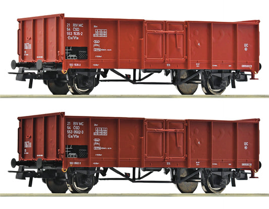 Roco 6600002: 2-piece set: Open goods wagons, CSD