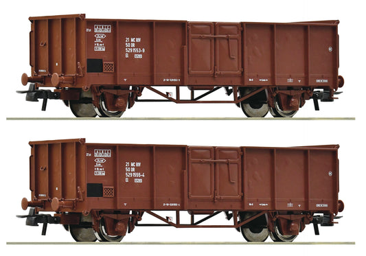 Roco 77035: 2 piece set: Open goods wagons, DR